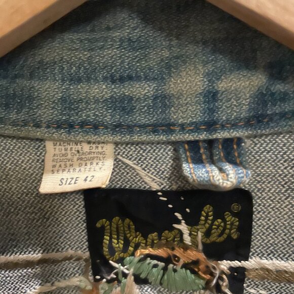 Vintage 1970s Wrangler Hand Embroidered Jean Jacket size 42 great used condition - Picture 13 of 13